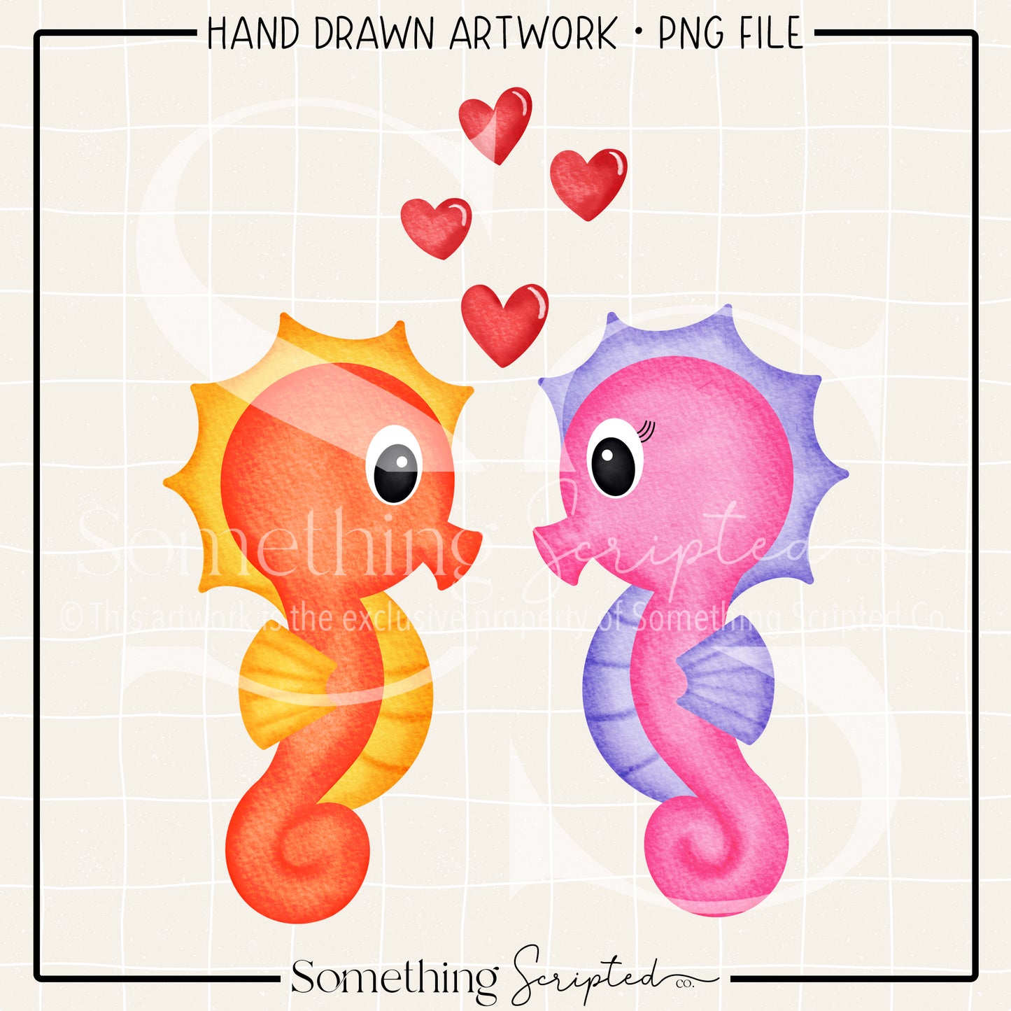 Valentine Seahorse Duo PNG