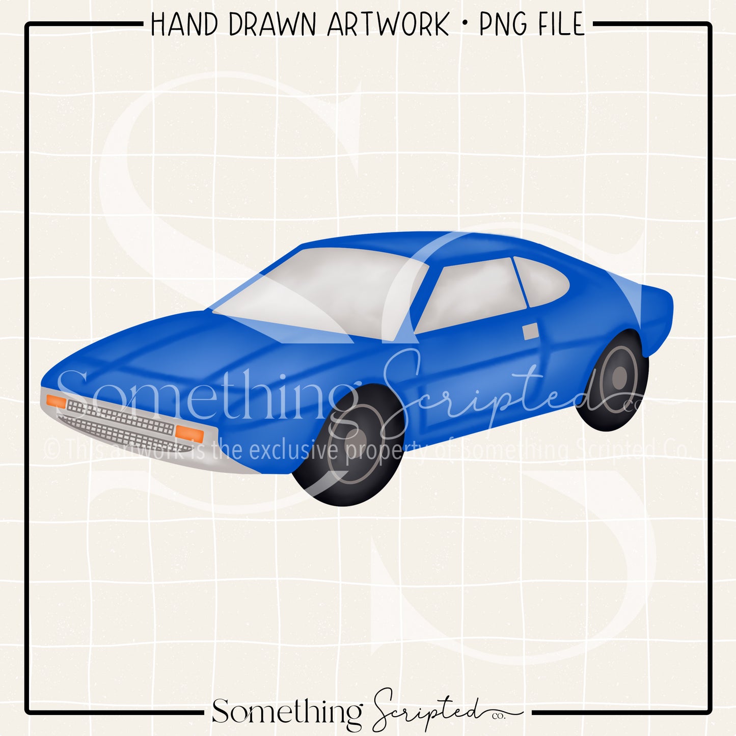 Blue Vintage Car PNG