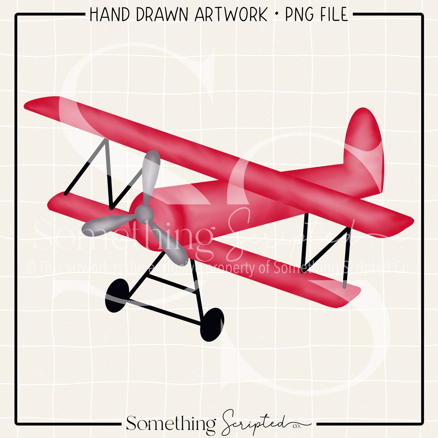 Red Vintage Airplane PNG