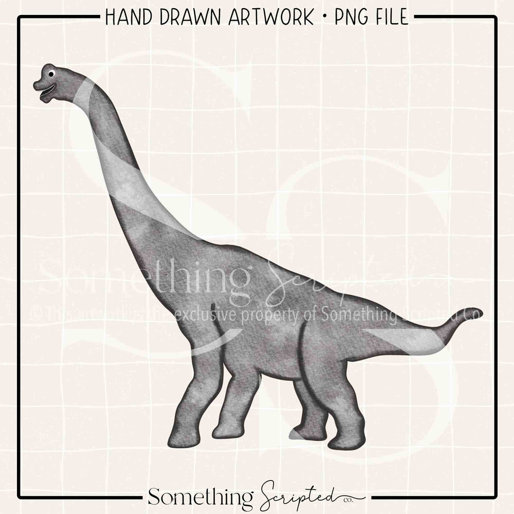 Watercolor Brachiosaurus PNG