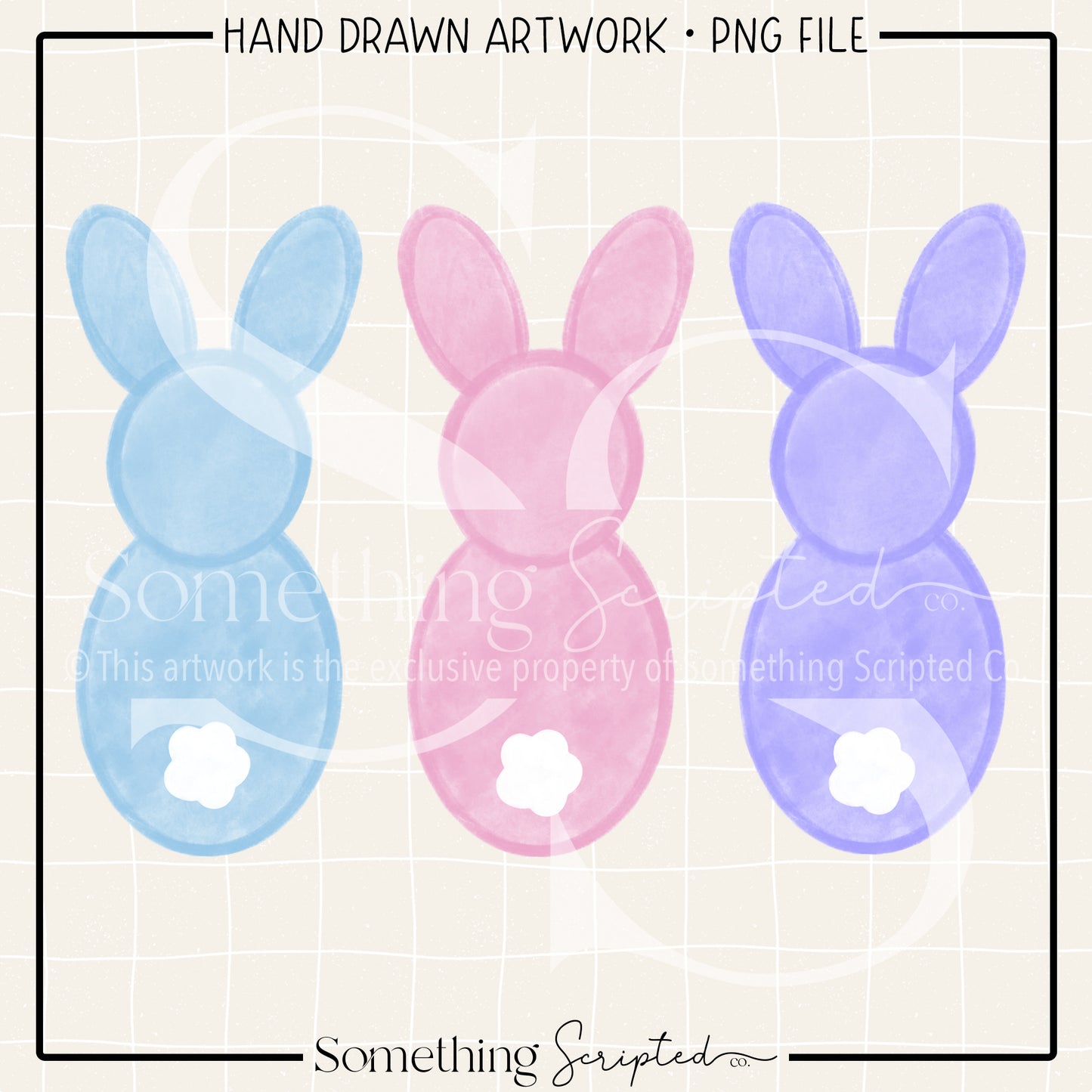 Watercolor Bunny Tails Trio PNG