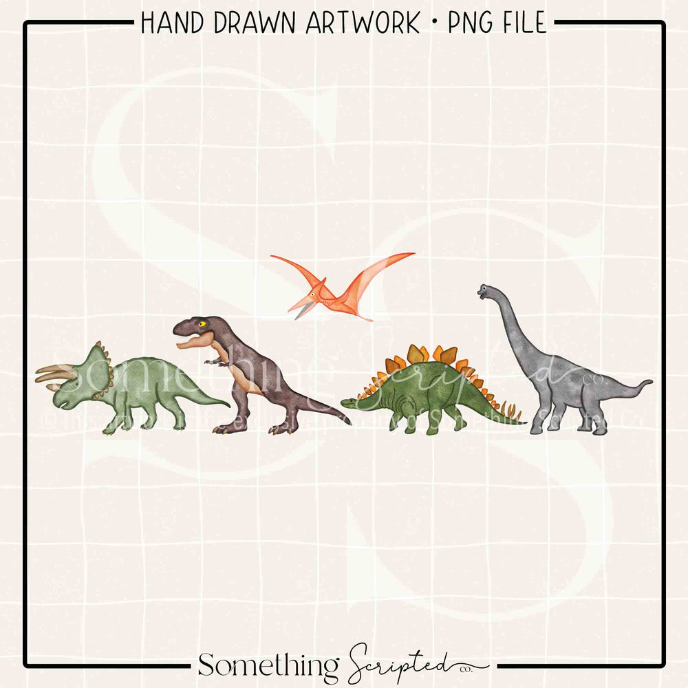 Watercolor Dinosaurs PNG