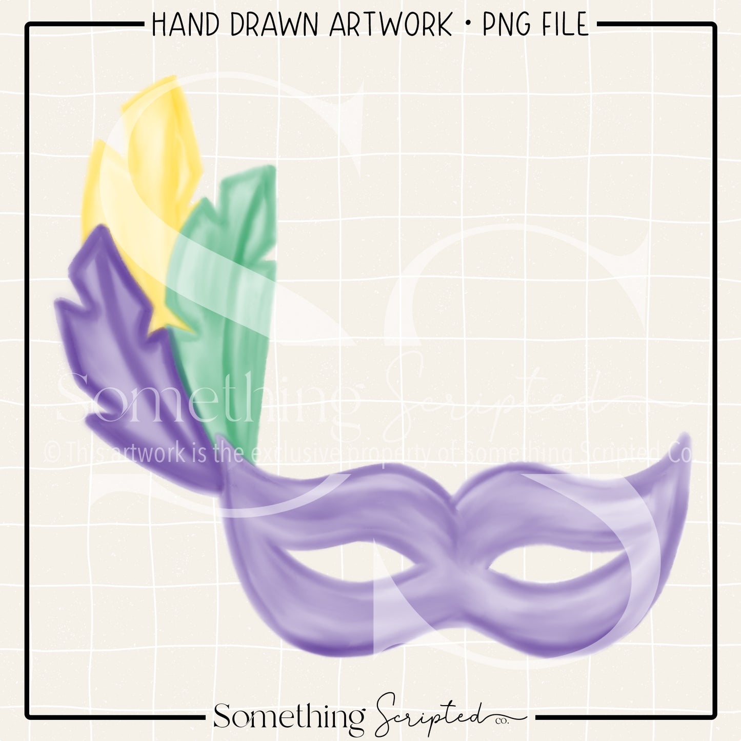 Watercolor Mardi Gras Mask PNG