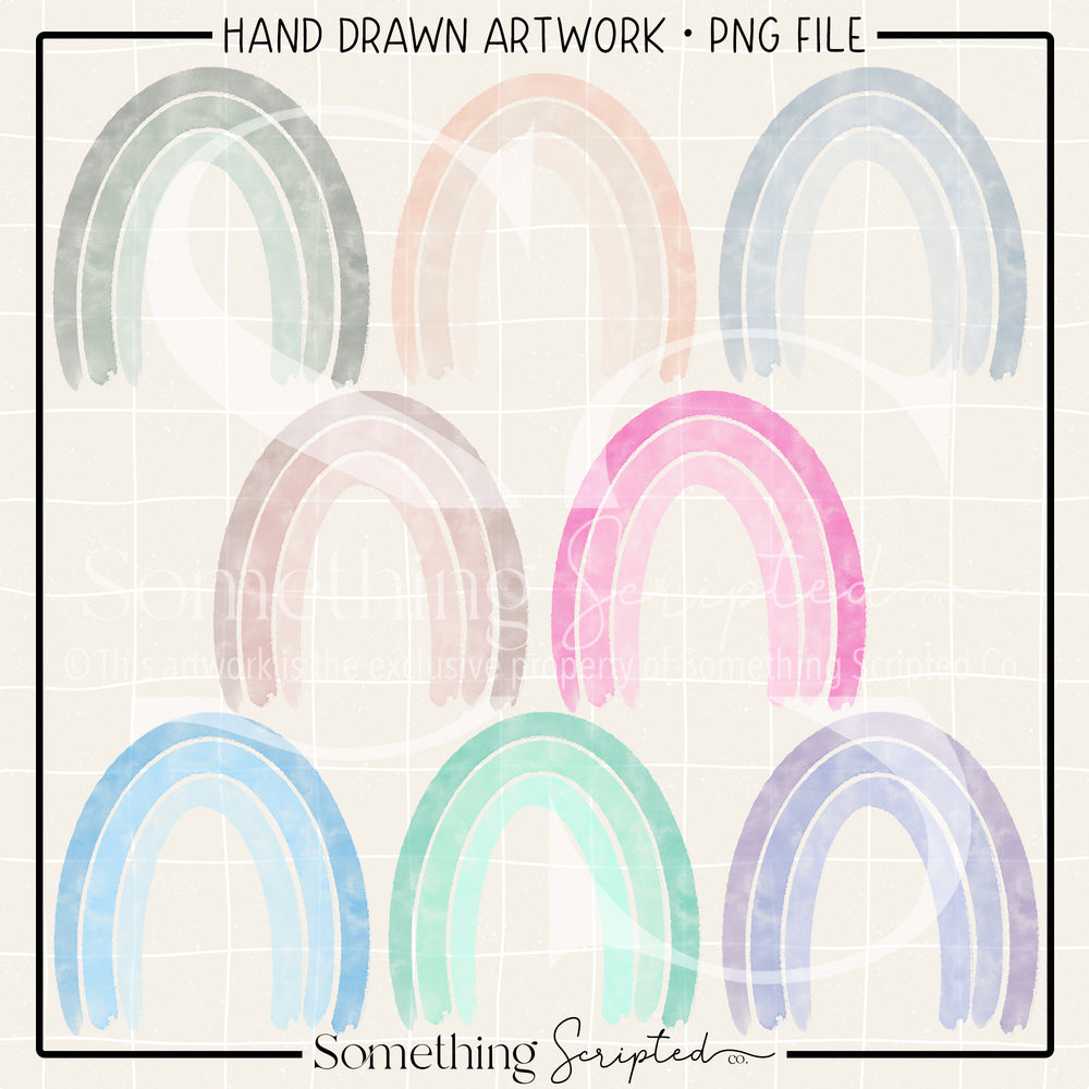 Watercolor Rainbows PNG