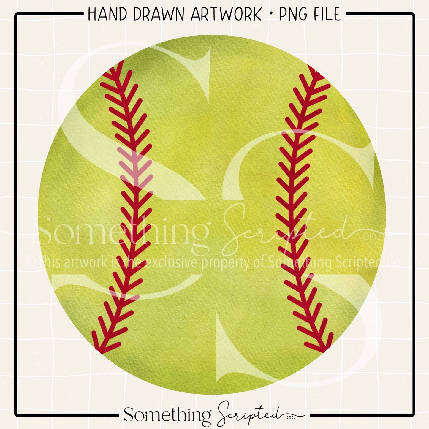 Watercolor Softball PNG