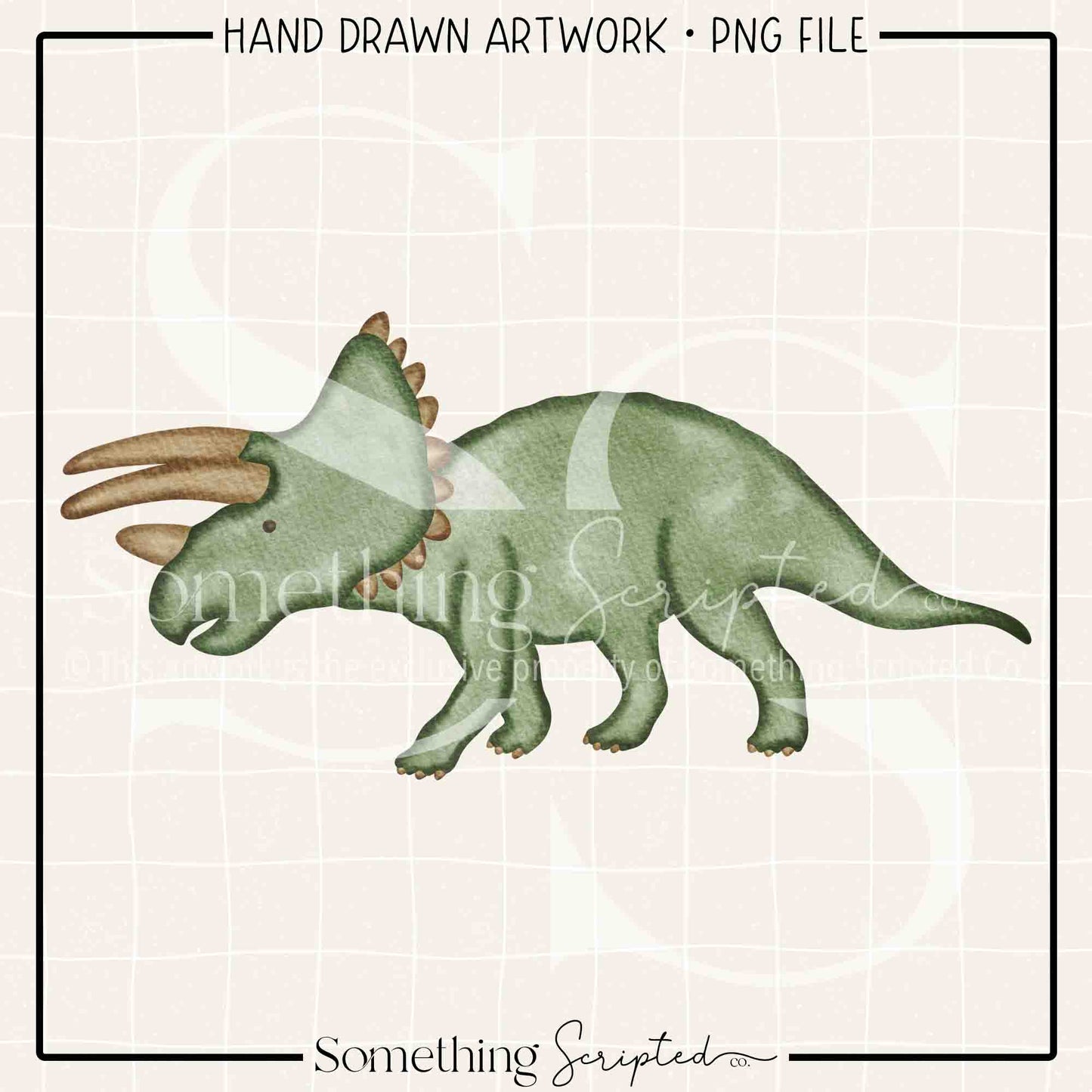 Watercolor Triceratops PNG