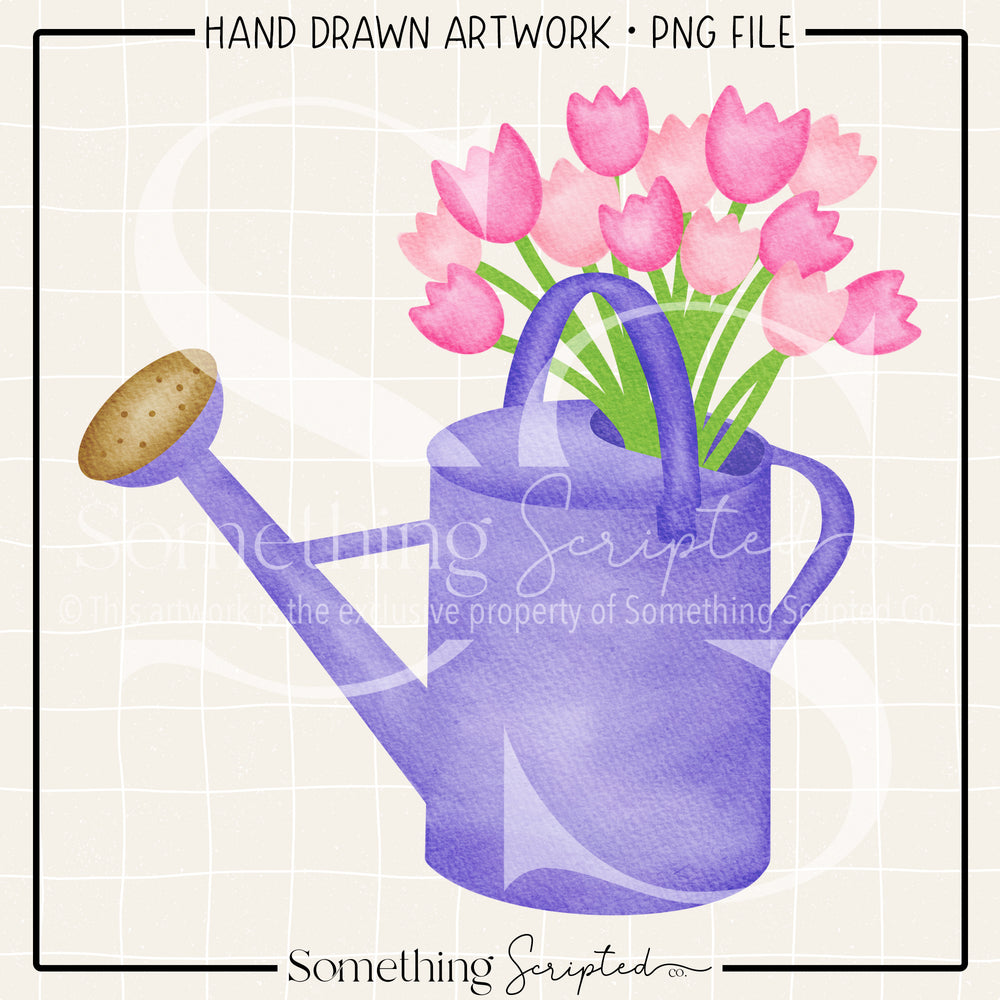 Watering Can Flowers PNG