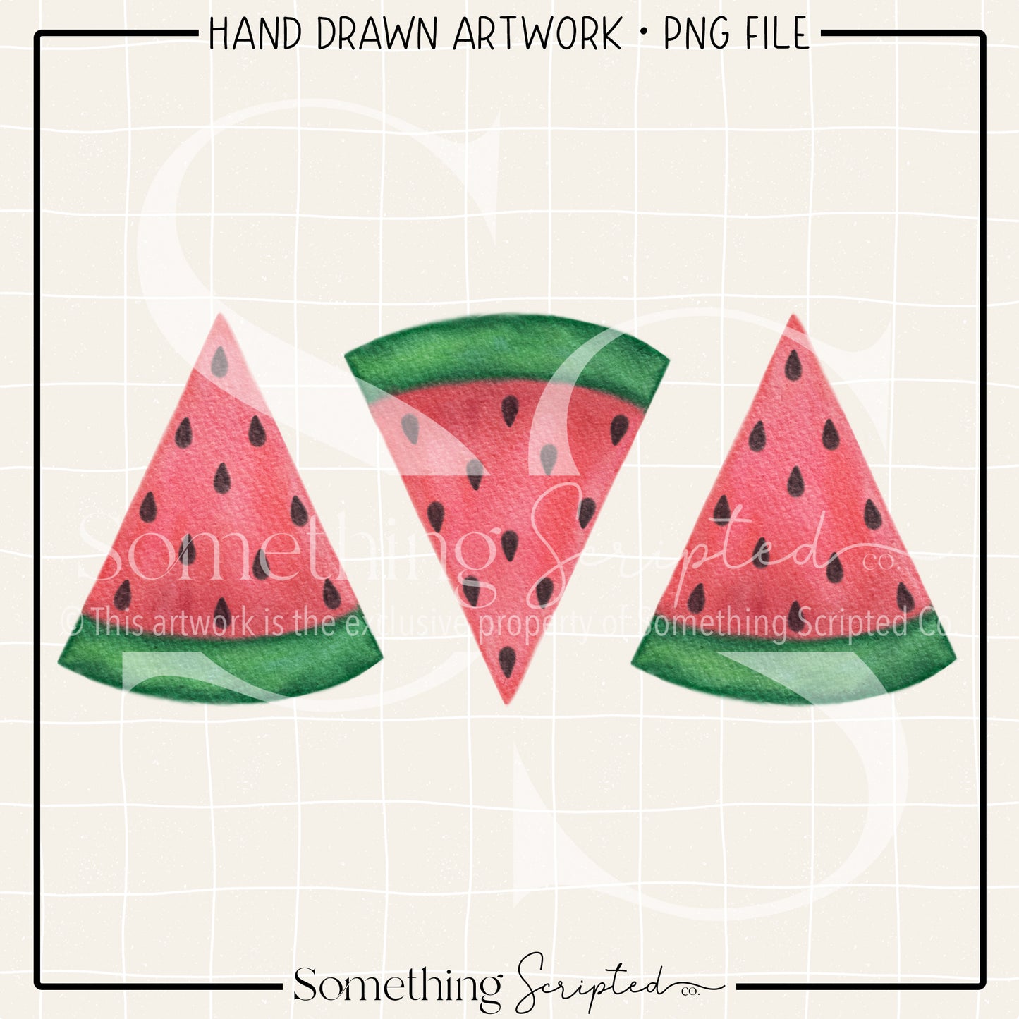 Watercolor Watermelon Trio PNG