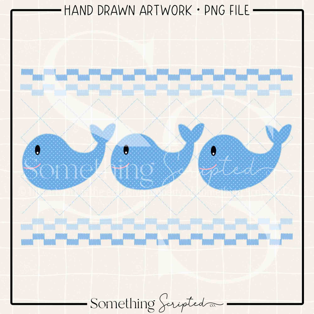 Whale Faux Smock Blue PNG