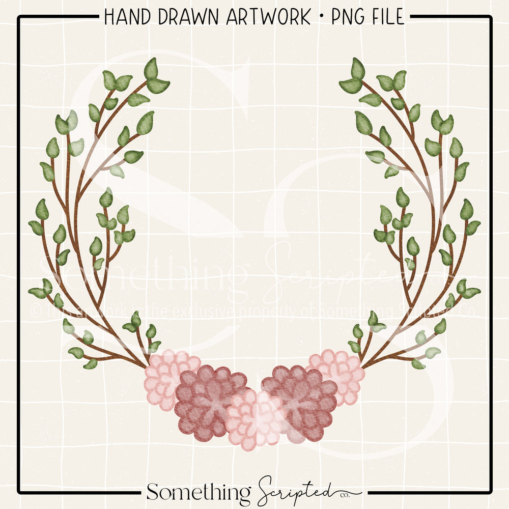 Woodland Floral Wreath PNG