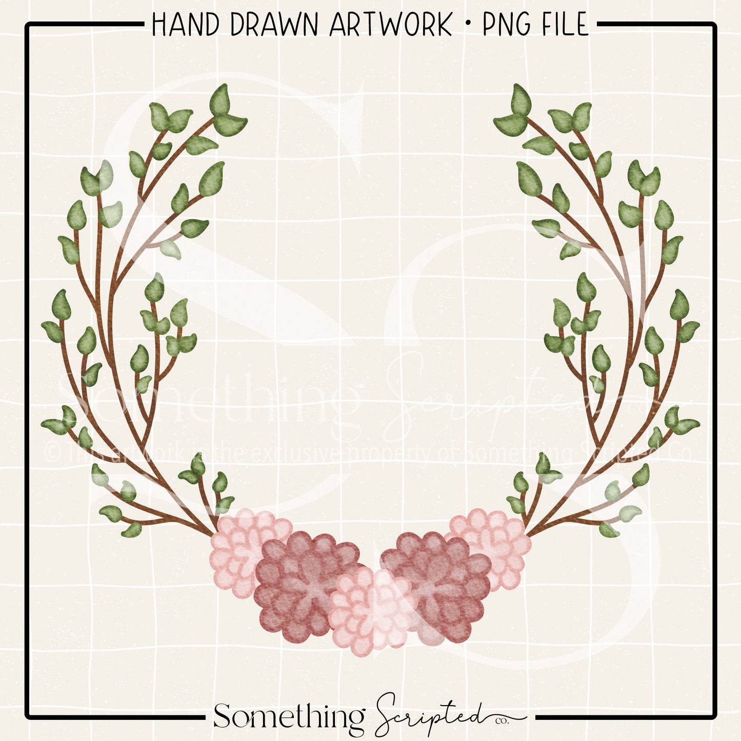 Woodland Floral Wreath PNG